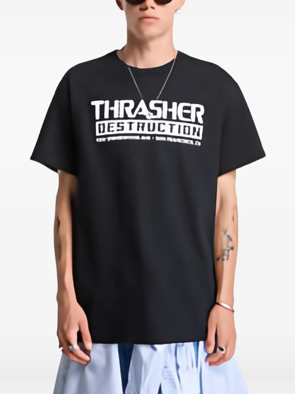 Thrasher Destruction logo-print T-shirt - Noir