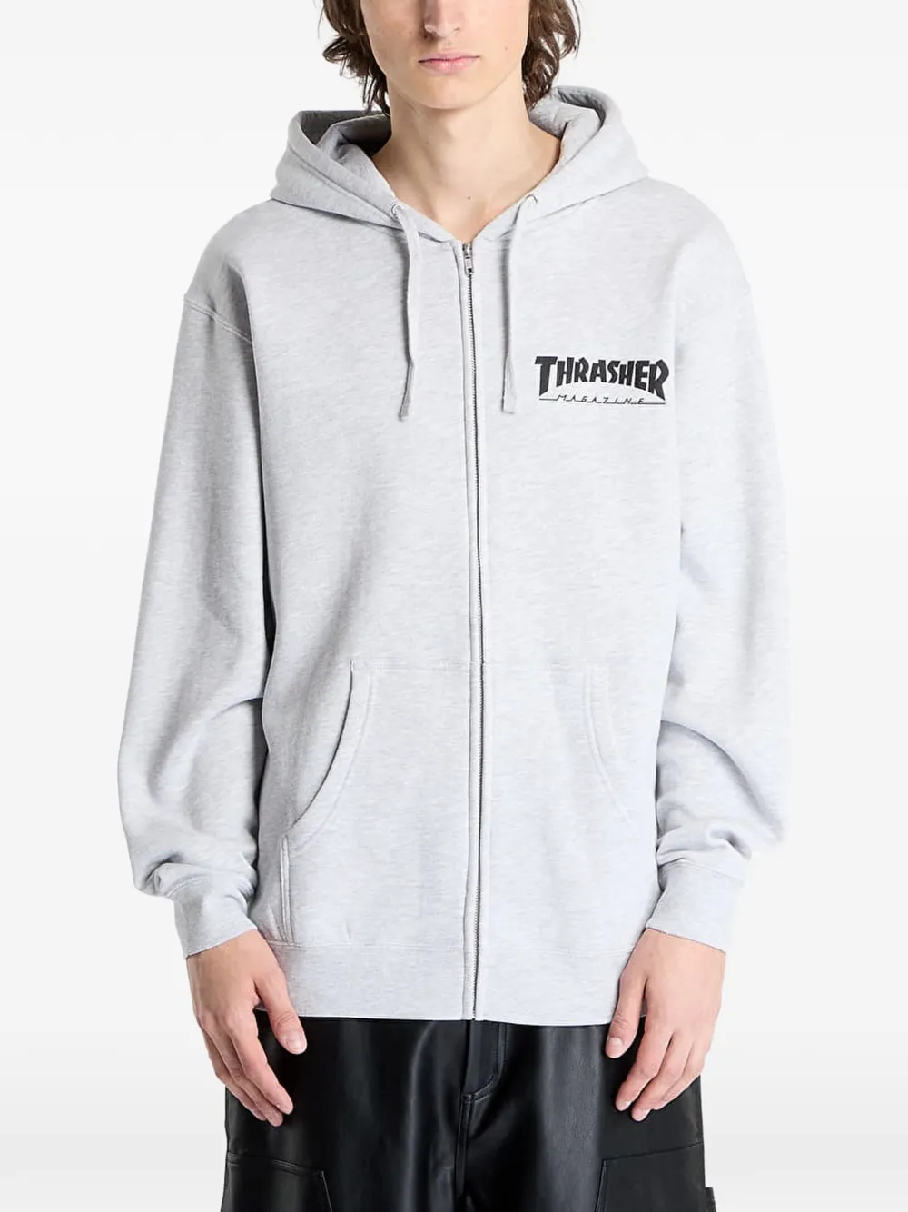 Thrasher logo-print zip-up hoodie Grijs