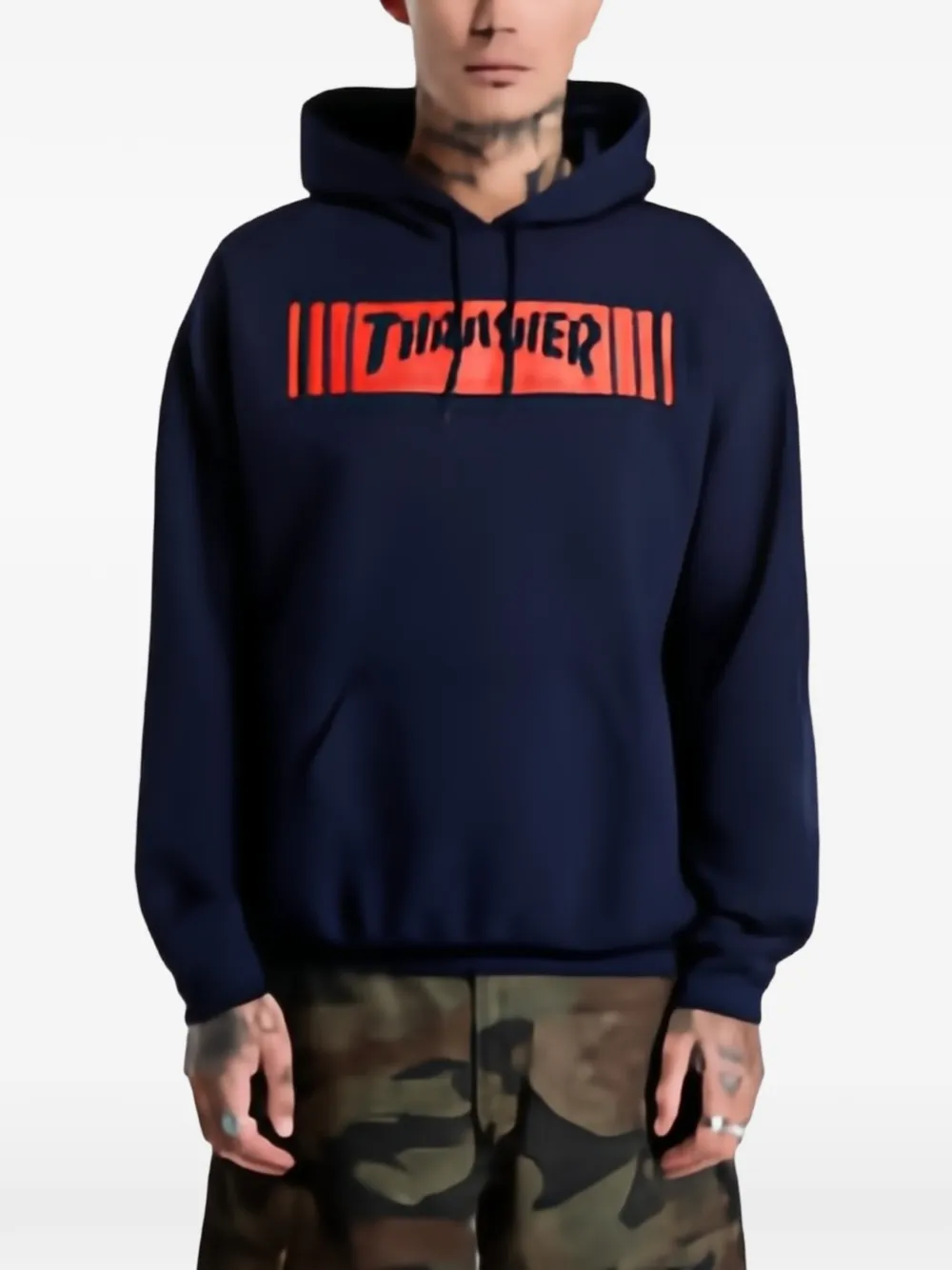 Thrasher Bar logo-print hoodie - Blu