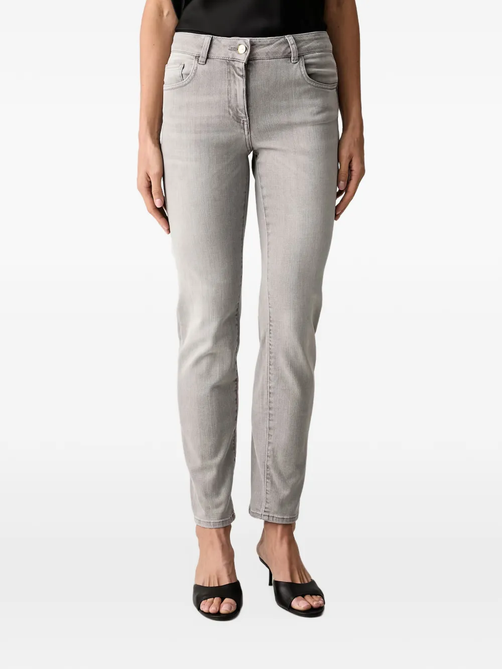 Elisabetta Franchi embroidered-logo jeans - Grigio