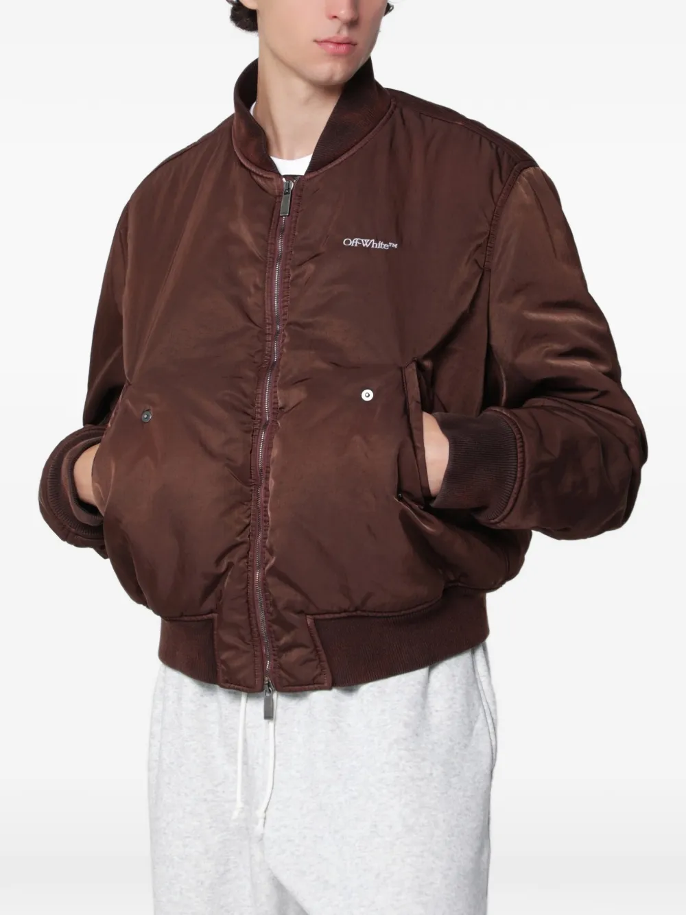 Off-White Arrows-embroidered bomber jacket - Brown