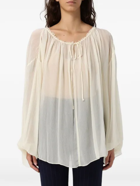 Eleh sheer-finish gathered blouse