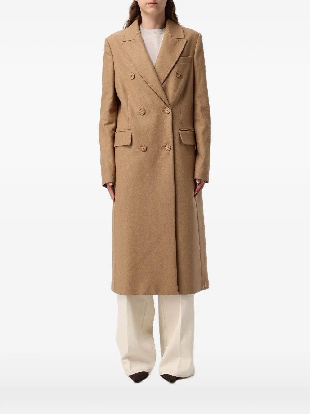 MAR DE MARGARITAS double-breasted peak-lapel coat - Brown