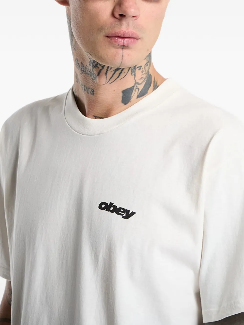 Obey Stronger Together logo-print T-shirt Wit