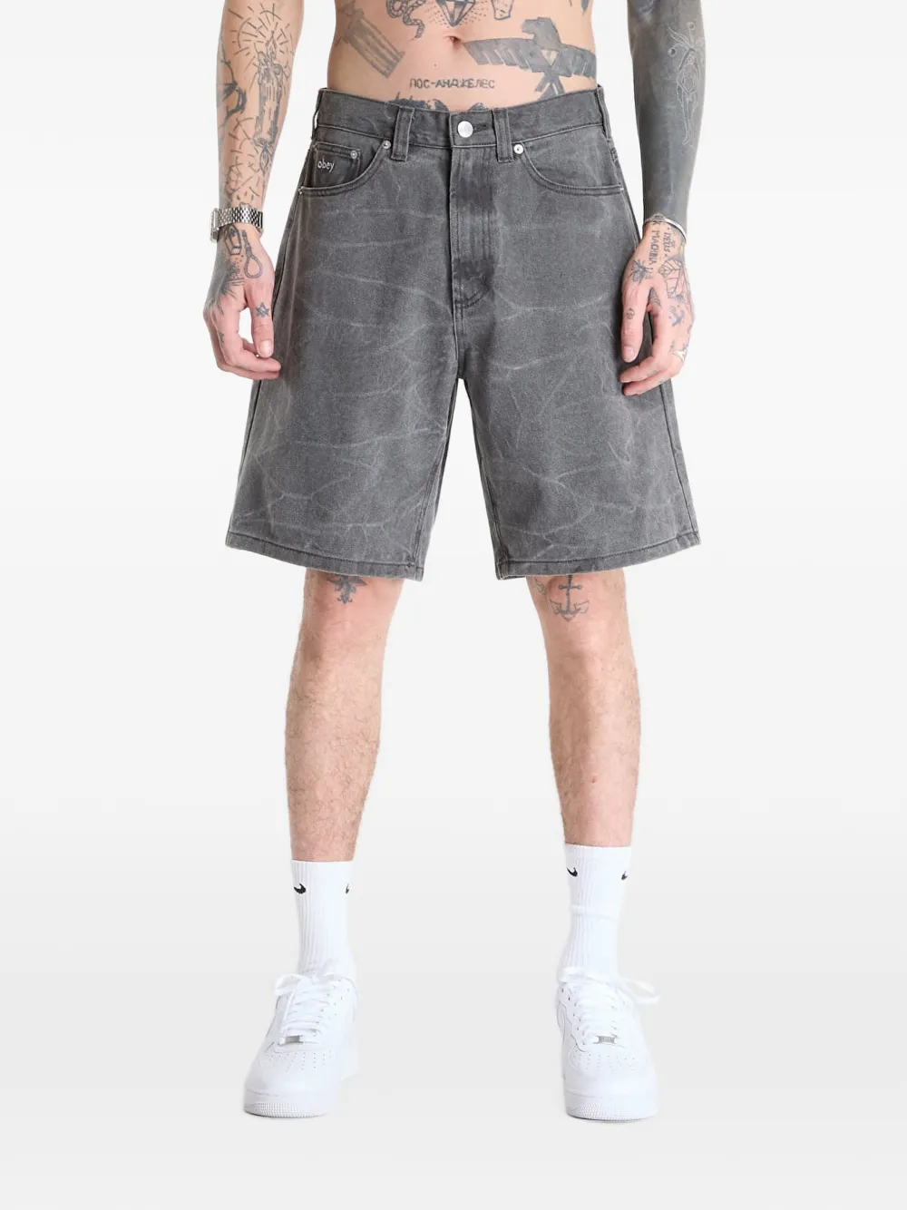 Obey Bigwig baggy shorts - Grigio