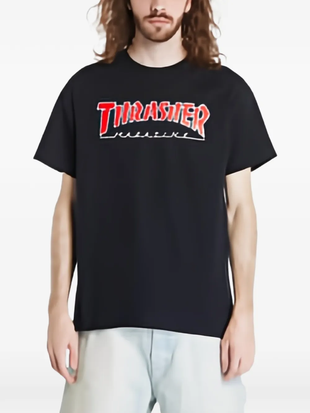 Thrasher Outlined logo-print T-shirt - Noir