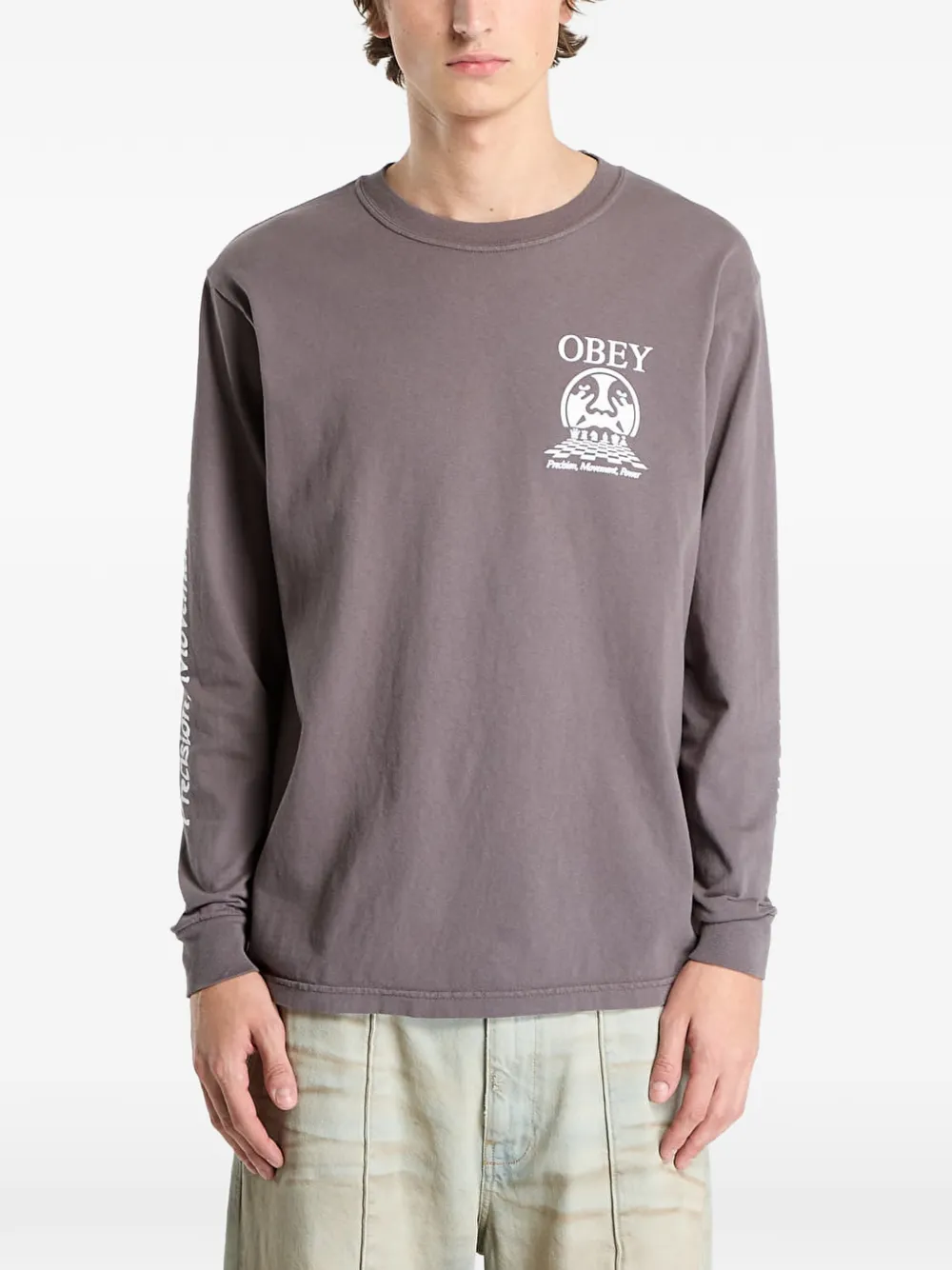 Obey Precision graphic-print T-shirt Grijs