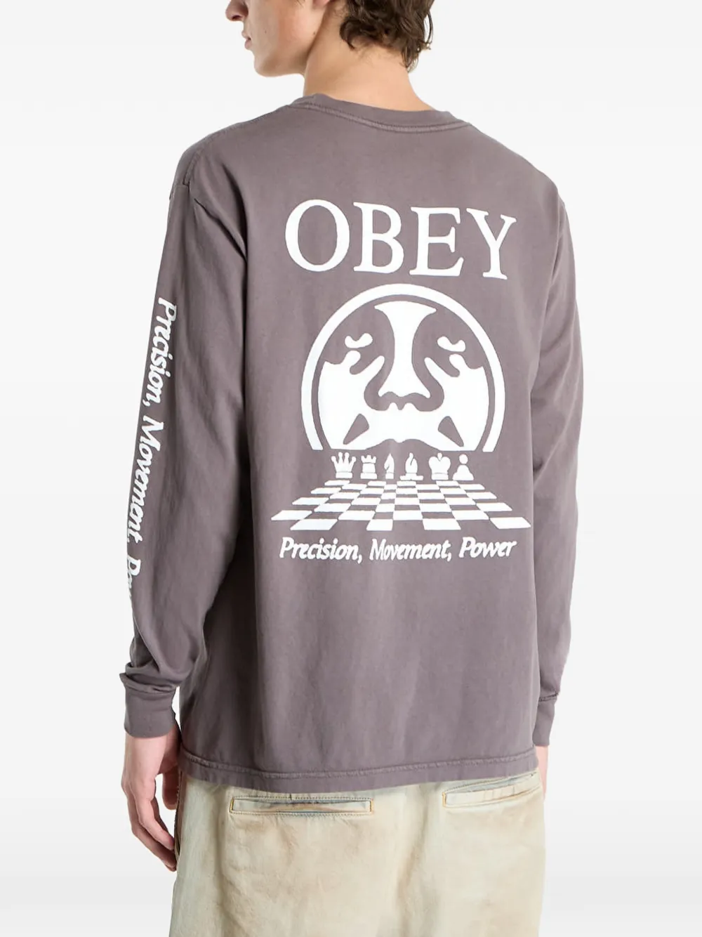 Obey Precision graphic-print T-shirt Grijs