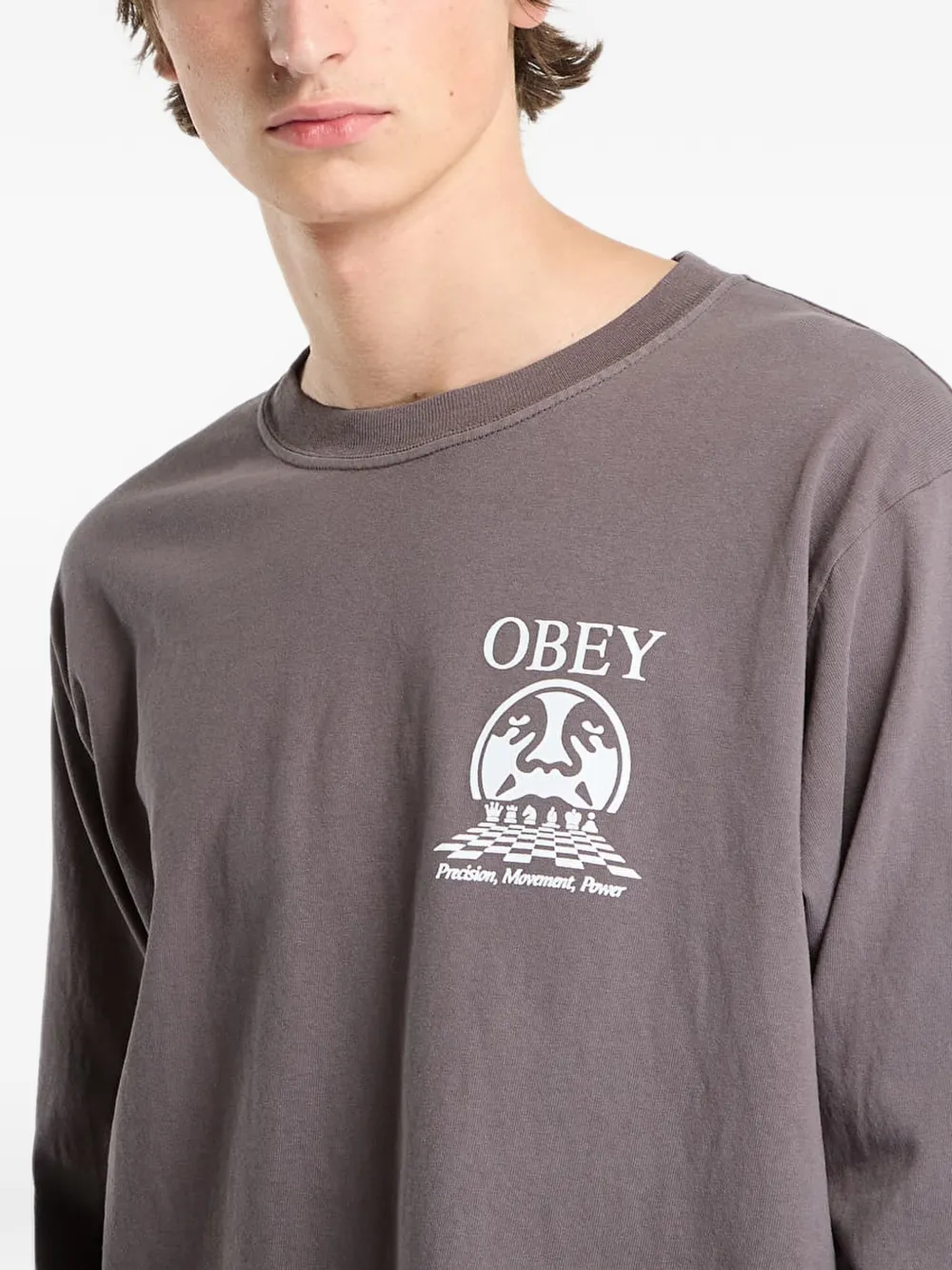 Obey Precision graphic-print T-shirt Grijs