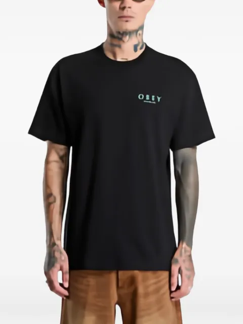 Obey logo-print floral-print T-shirt