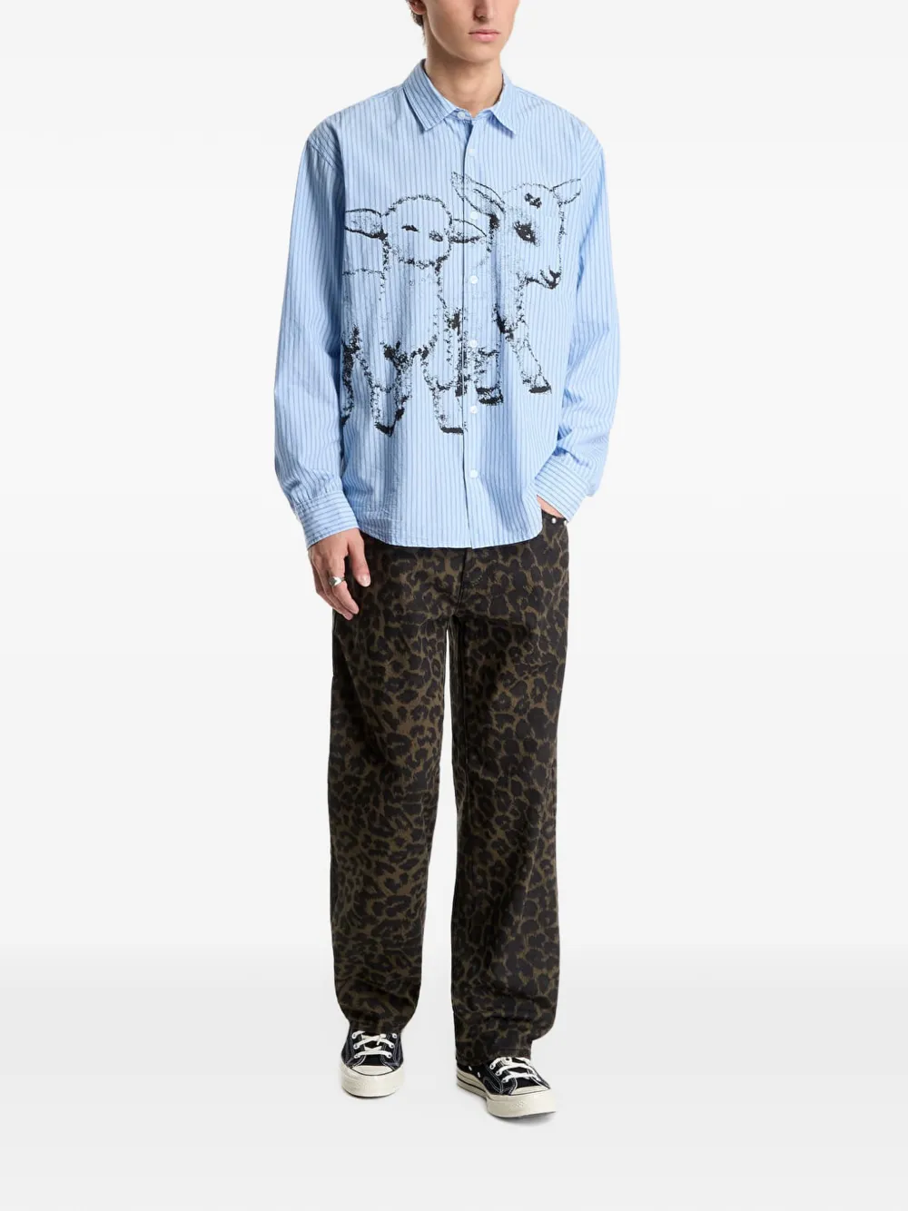 Obey studded leopard-print jeans - Marrone