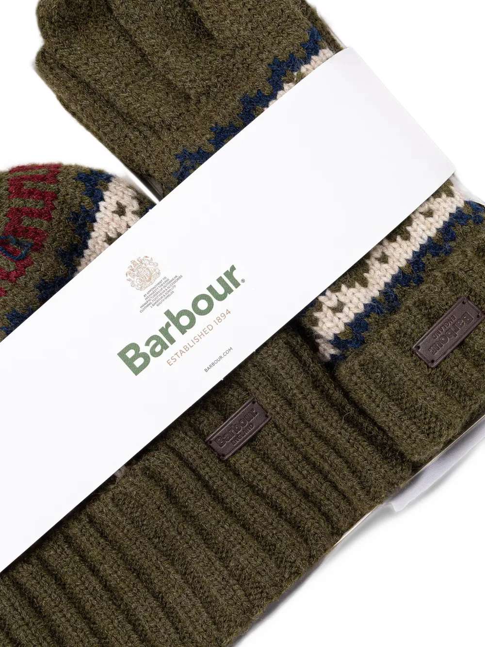 Barbour Kane beanie & gloves gift set Groen