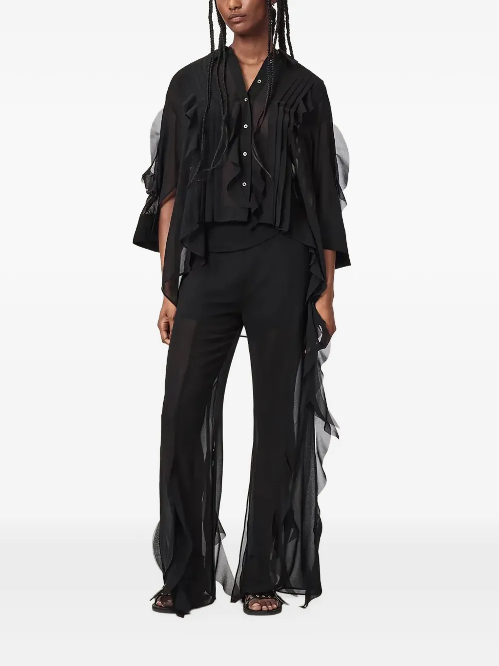 AllSaints Minna flared trousers Zwart