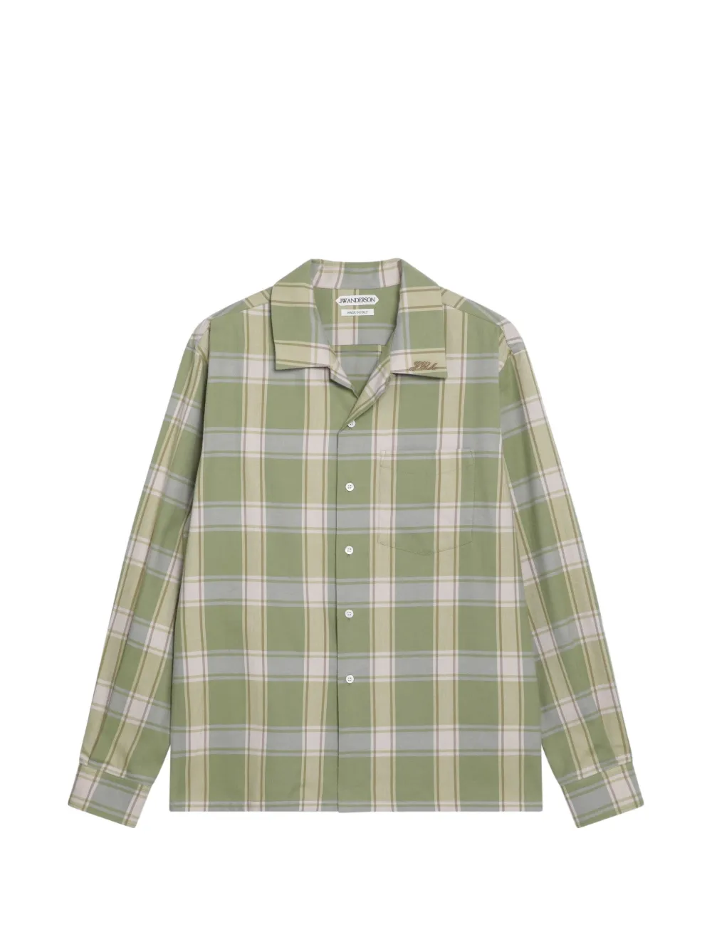 JW Anderson check-print camp-collar shirt - Green