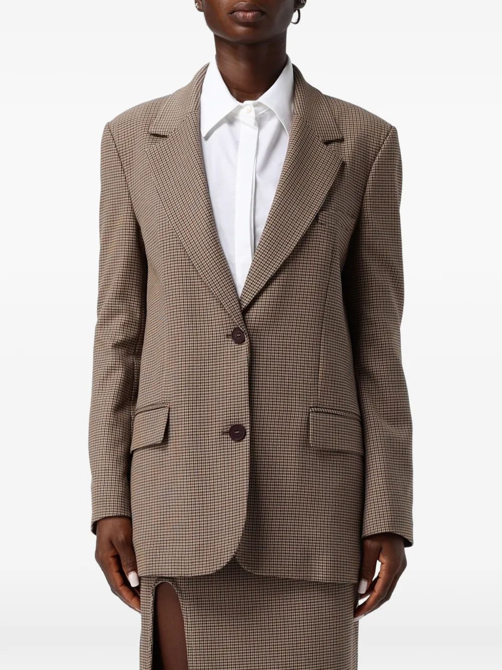 MAR DE MARGARITAS houndstooth-pattern single-breasted blazer - Marron