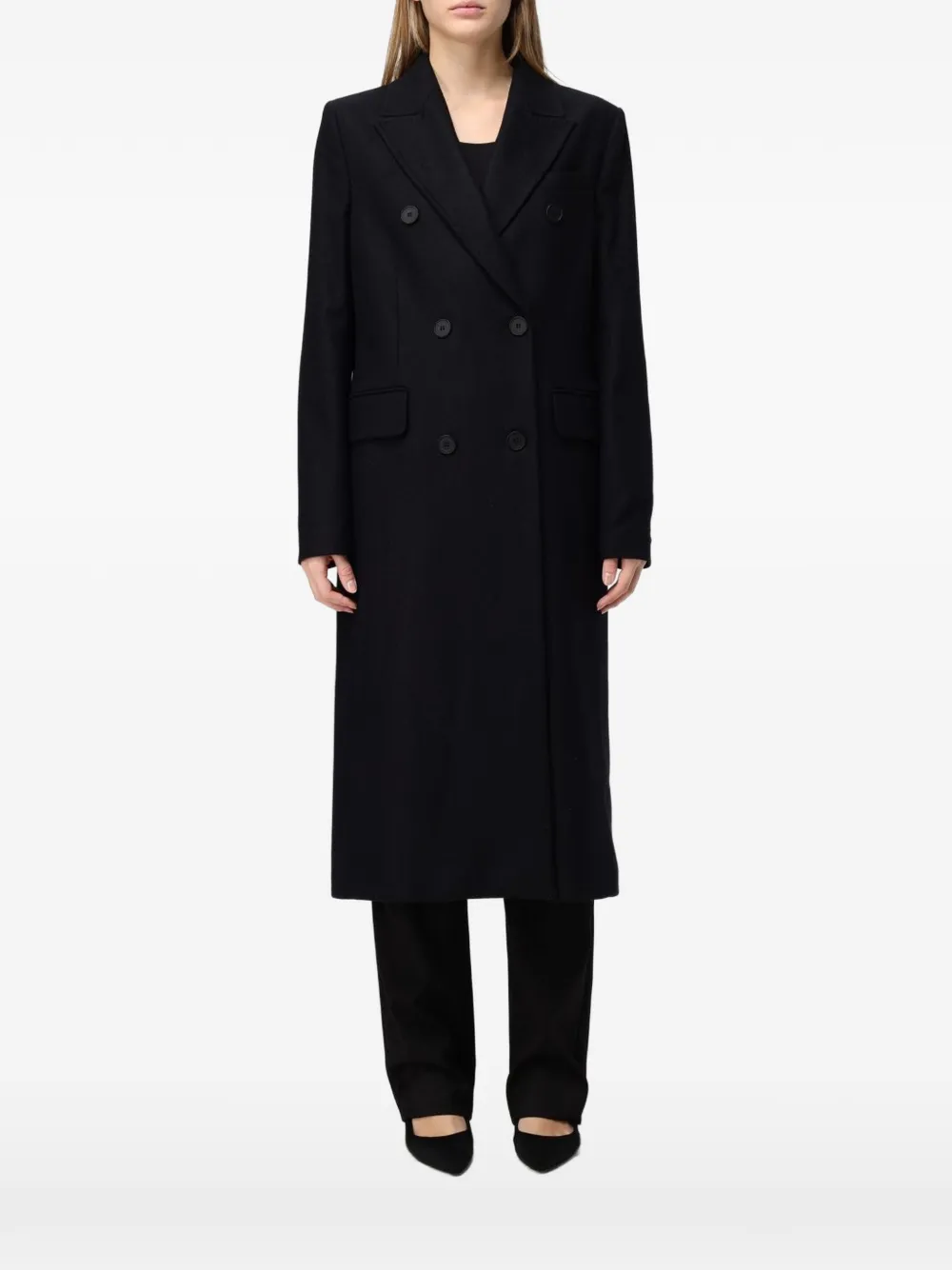 MAR DE MARGARITAS double-breasted peak-lapels coat - Black