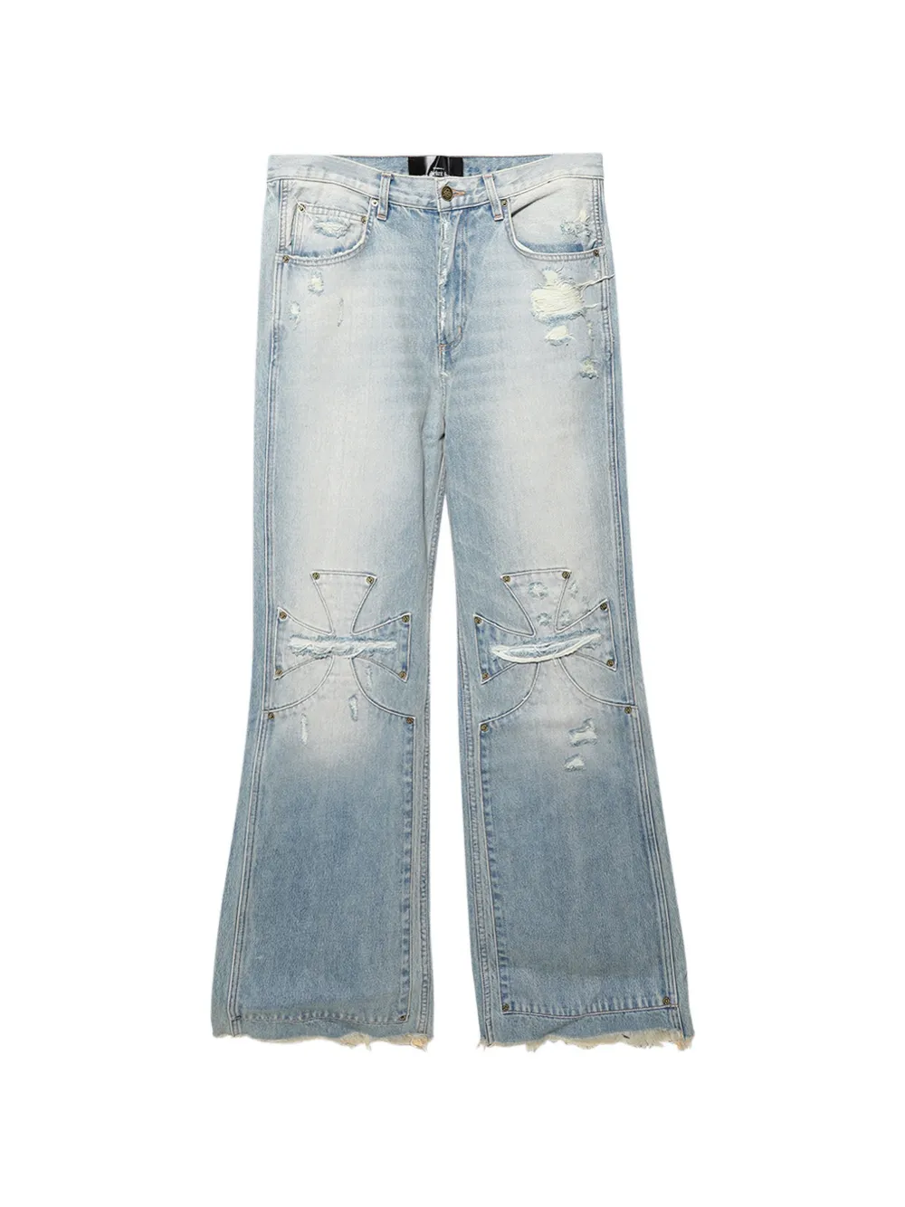 SEKRIT Chopper distressed flared jeans Blauw