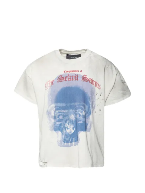 SEKRIT Cranium distressed-finish T-shirt
