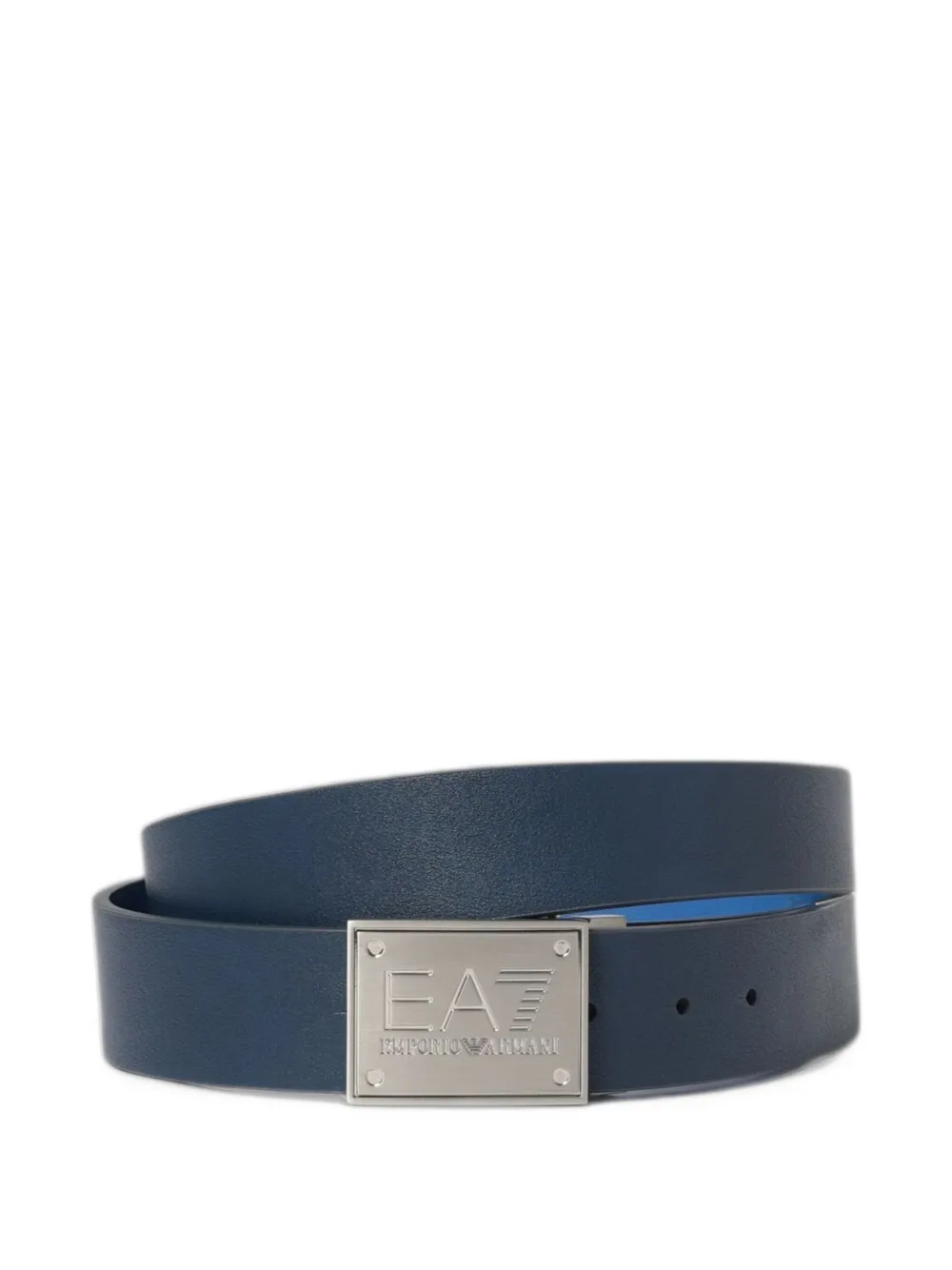 Ea7 Emporio Armani logo-plaque reversible belt Blauw