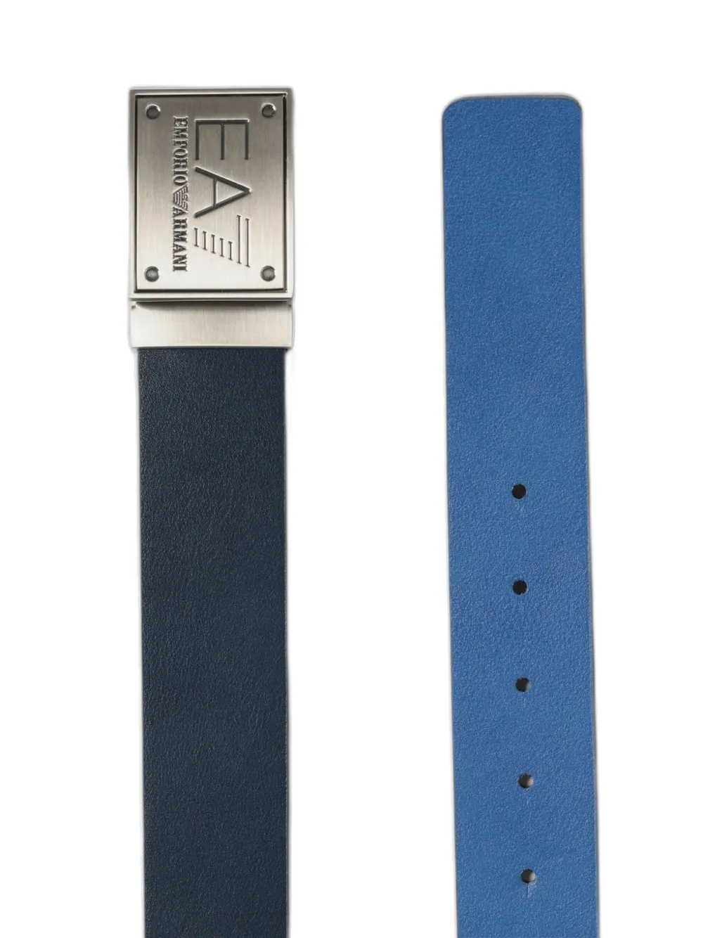 Ea7 Emporio Armani logo-plaque reversible belt Blauw