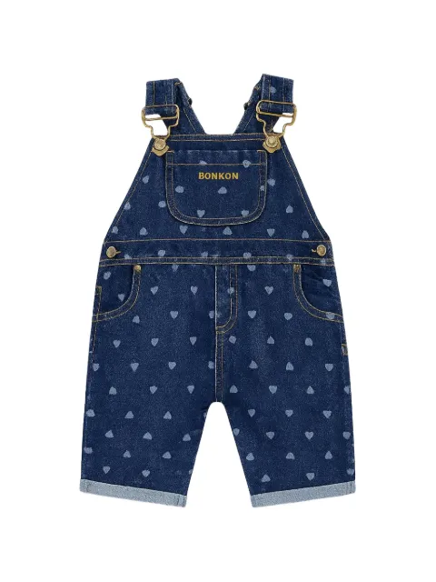 Bonton overol Puzzle de mezclilla con estampado de corazones