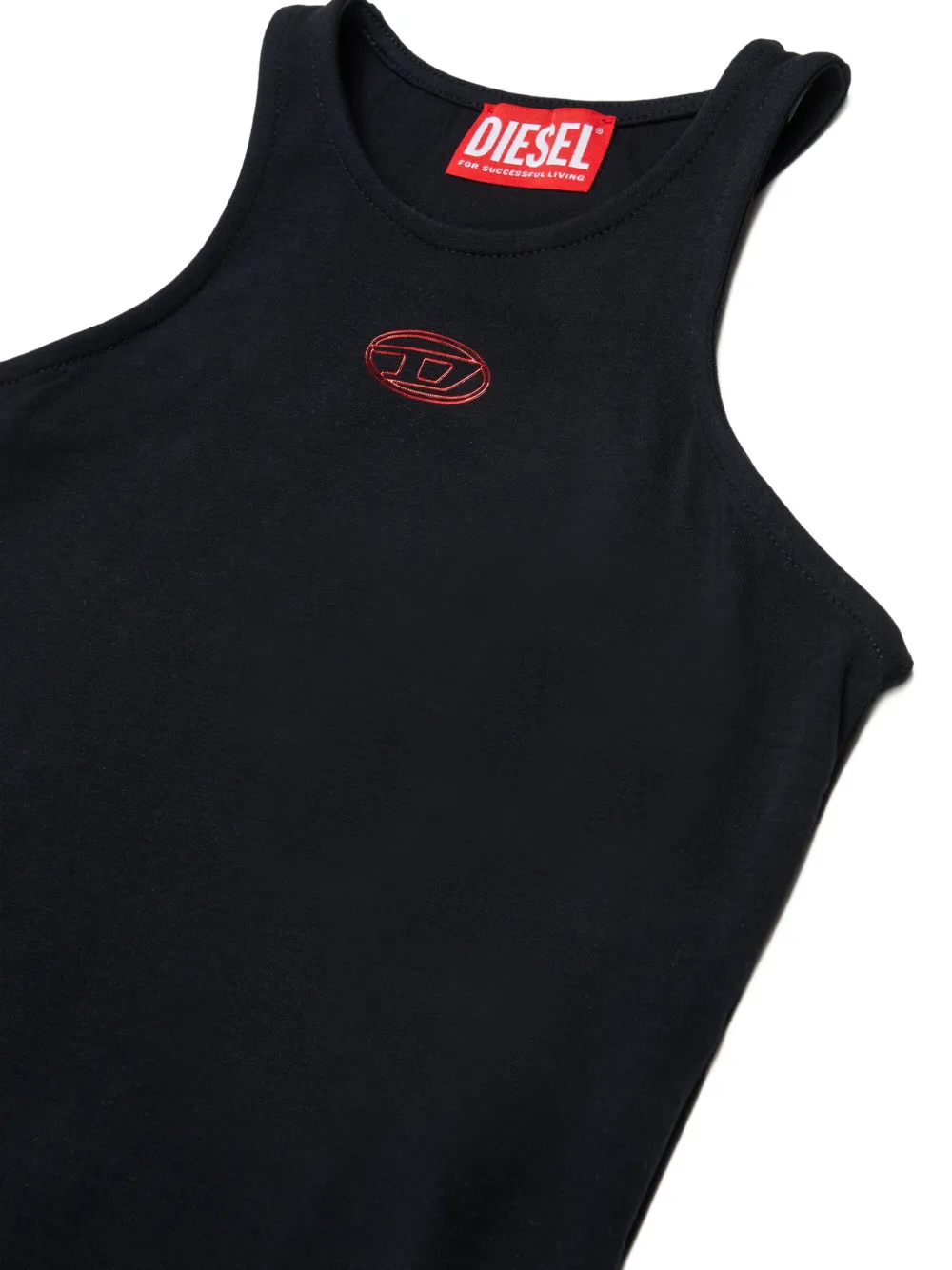 Diesel Kids logo-embroidered sleeveless bodysuit Zwart