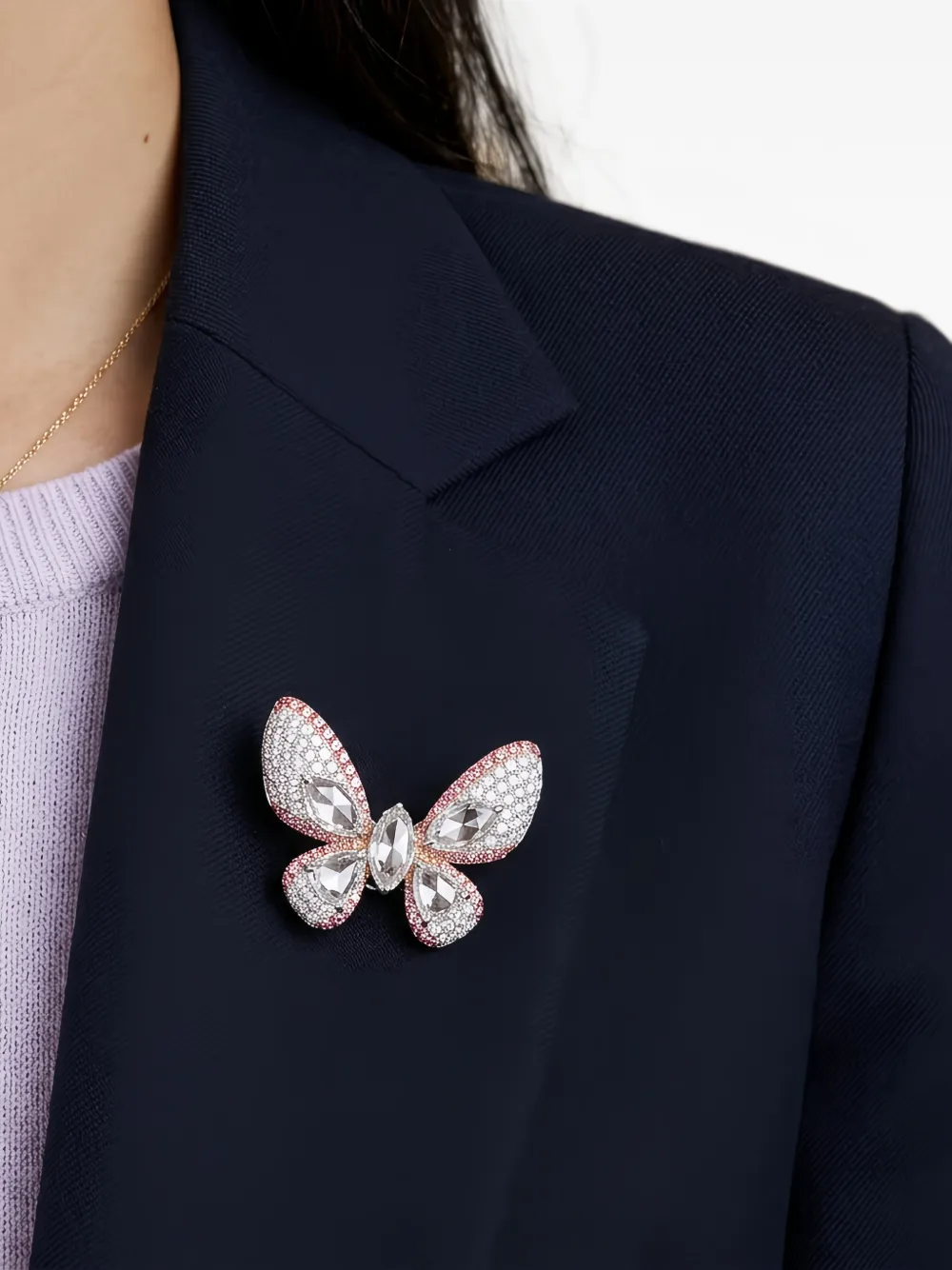 HYT Jewelry diamond butterfly 3-in-1 brooch, pendant and ring - Argento
