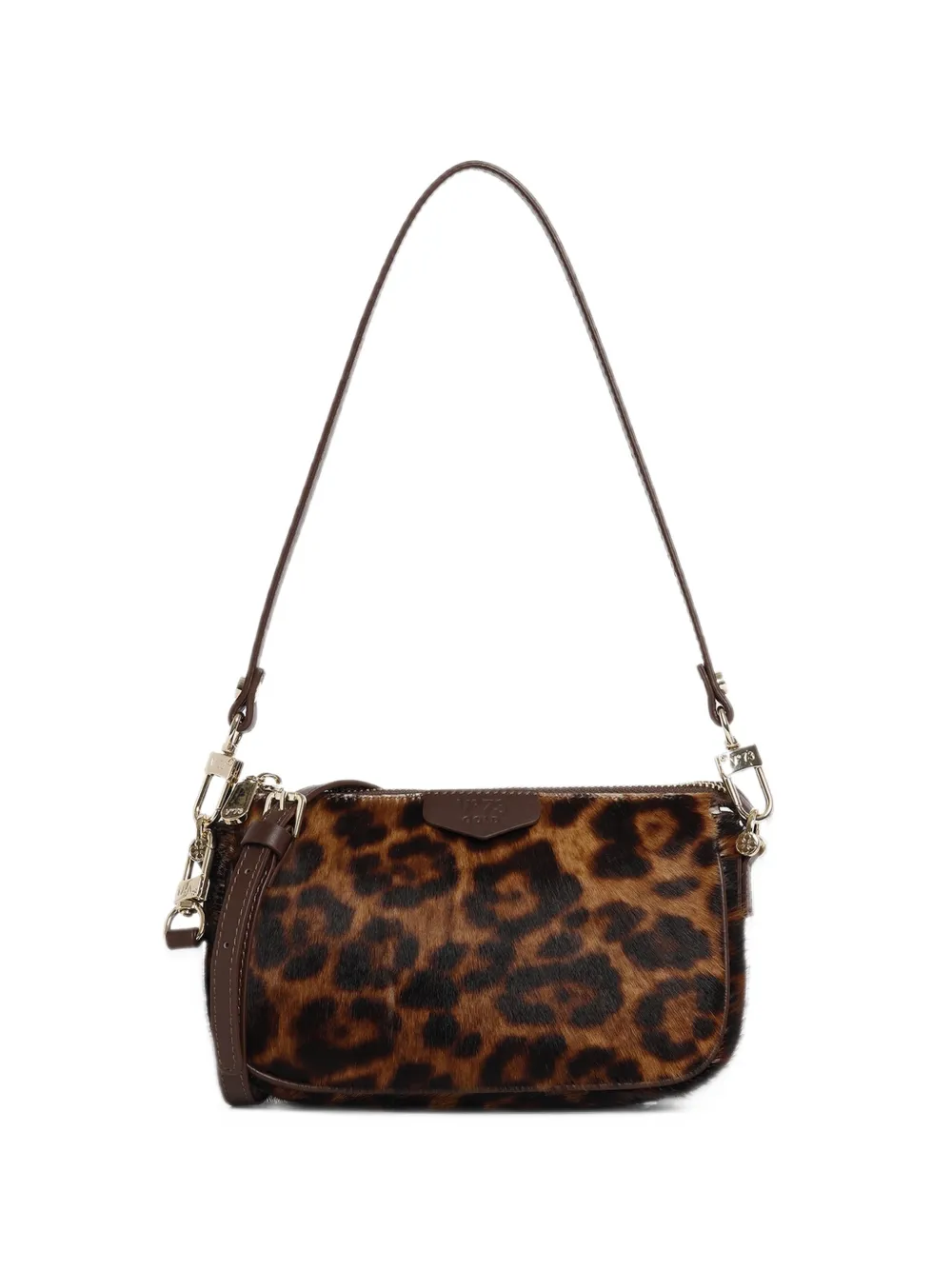 V°73 mini La Sauvage leopard-print leather shoulder bag - Marrone