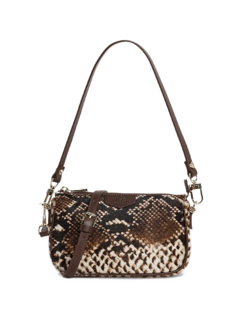 V°73 mini La Sauvage animal-print leather shoulder bag - Marrone