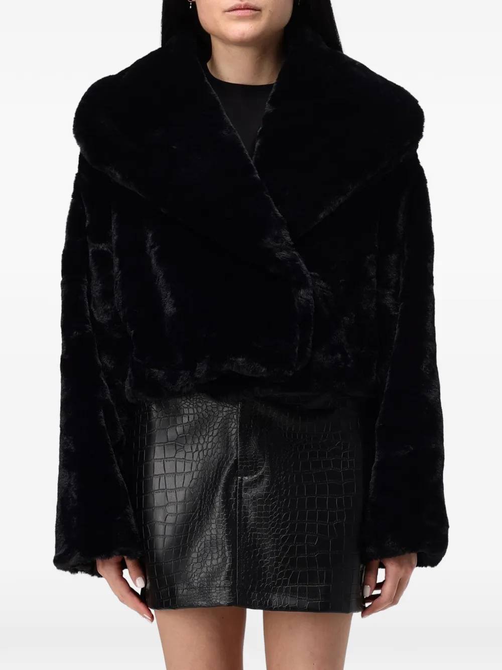 DISCLAIMER faux-fur shawl-lapel jacket - Noir