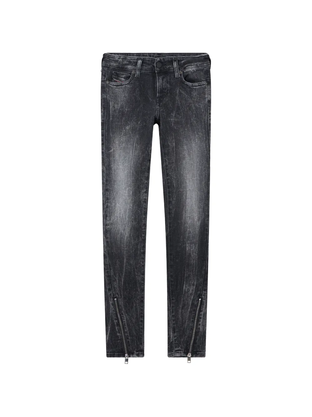 Diesel acid-wash zip-detail jeans Zwart