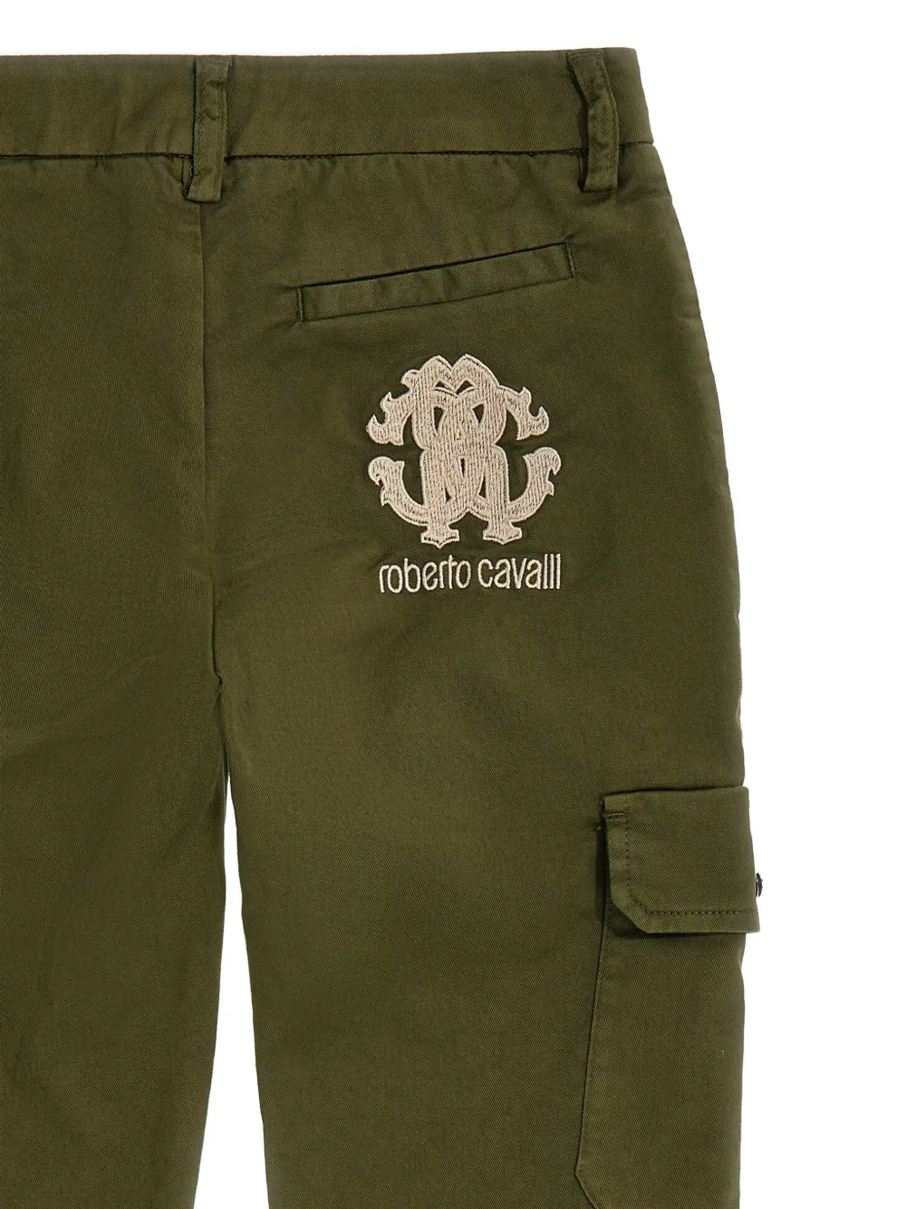 Roberto Cavalli Junior logo-embroidered cargo pants Groen