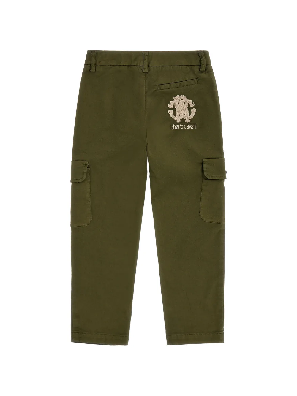 Roberto Cavalli Junior logo-embroidered cargo pants Groen