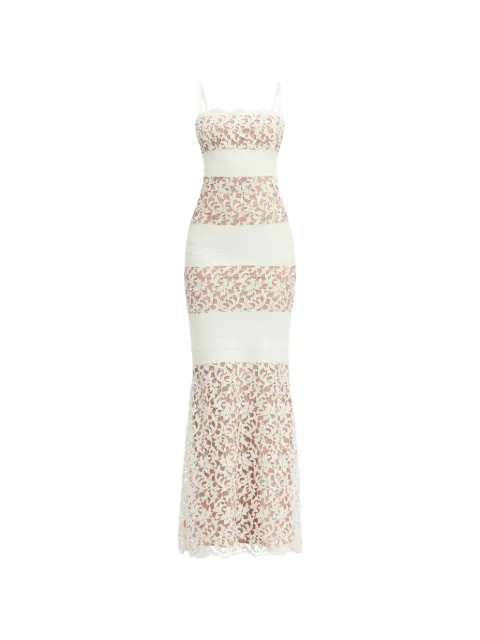 Hervé Léger Marielle guipure lace-overlay bandage-knit maxi dress