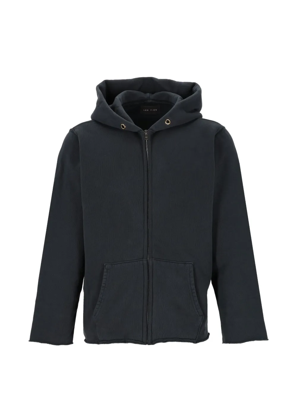 Les Tien raw-edge zip-up hoodie - Nero