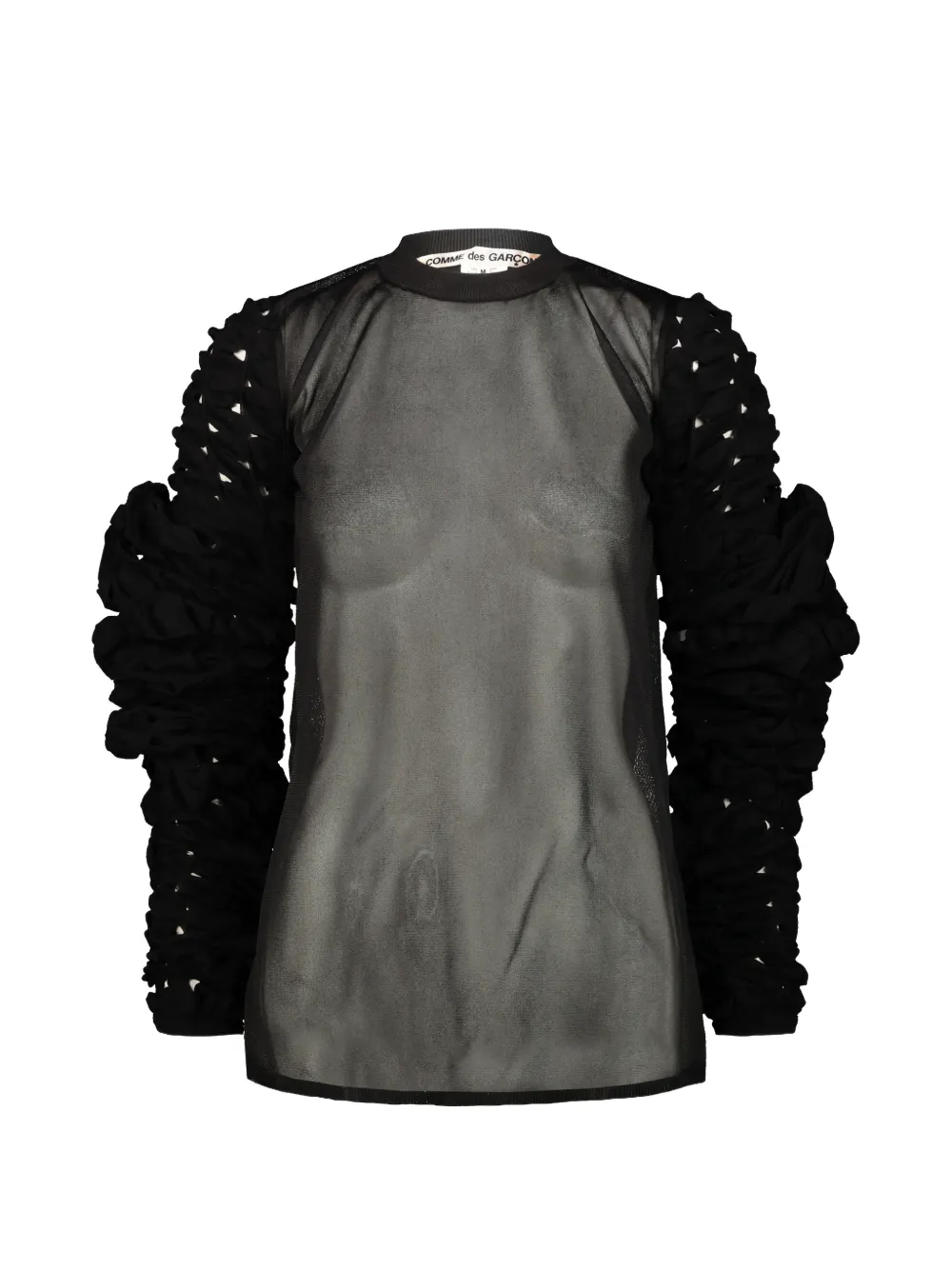 Comme Des Garçons sheer ruffled-sleeve blouse - Black