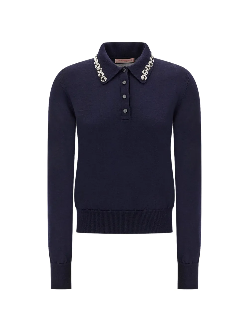 Iceberg embellished-collar polo-neck sweater - Blu