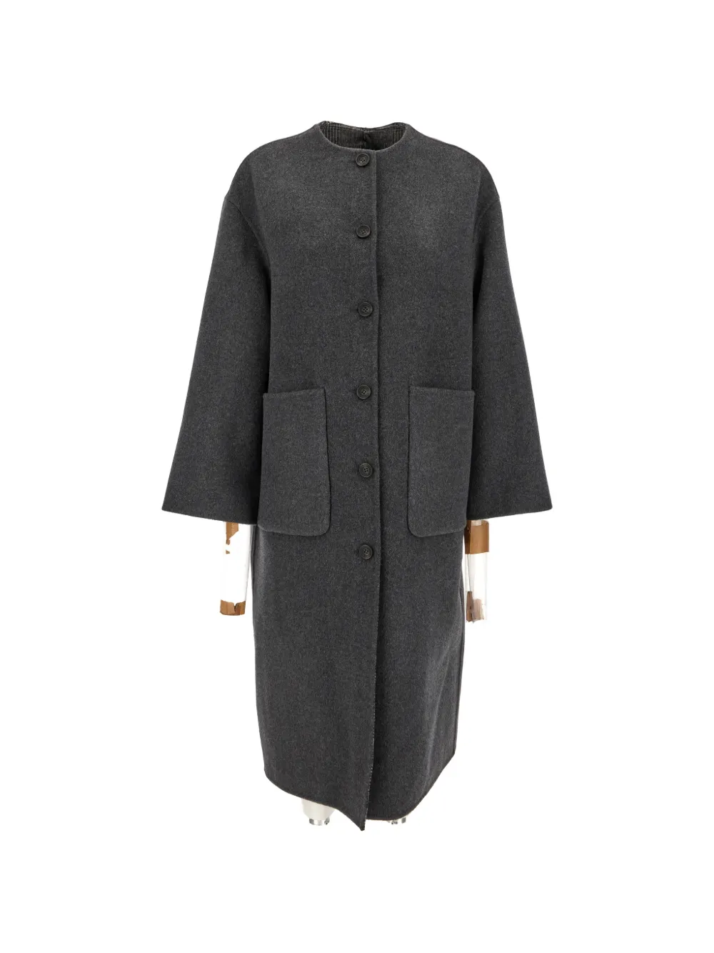 EMMA E GAIA button-fastening patch-pocket coat - Grey
