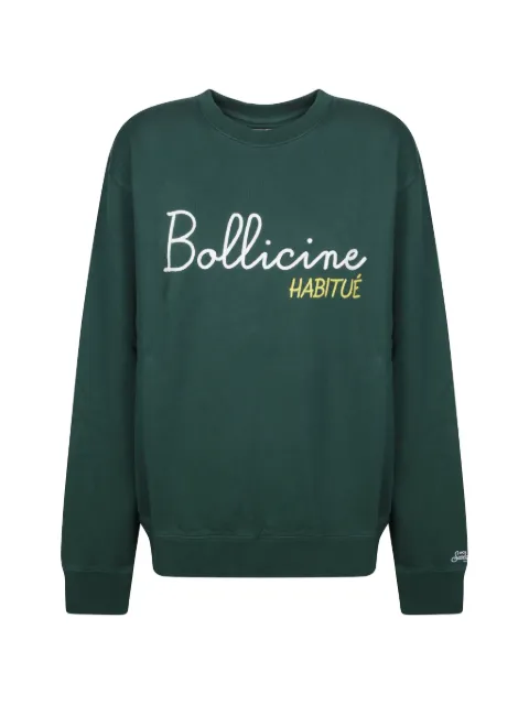 MC2 Saint Barth Soho crewneck sweatshirt in green cotton with Bollicine Habitué embroidery