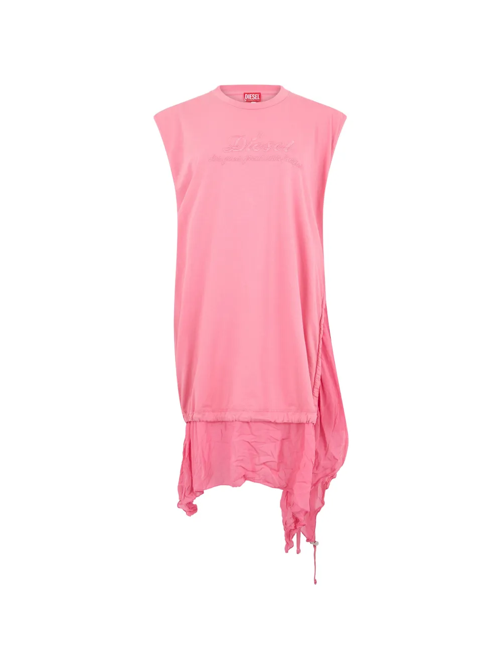Diesel asymmetrical embroidered-logo mini dress Roze
