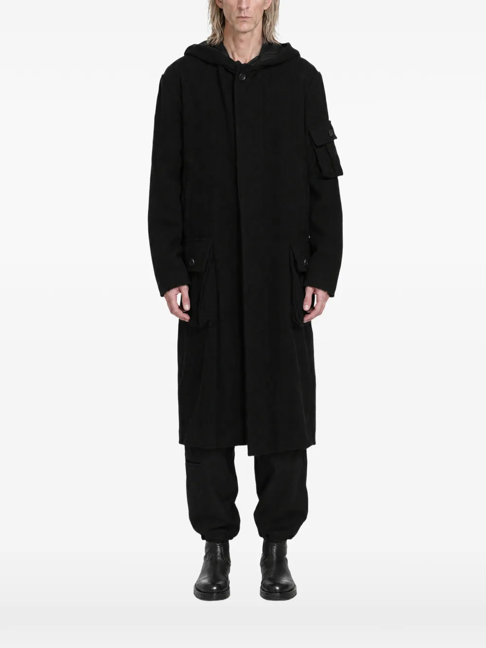 Yohji Yamamoto hooded 3-pocket coat - Nero