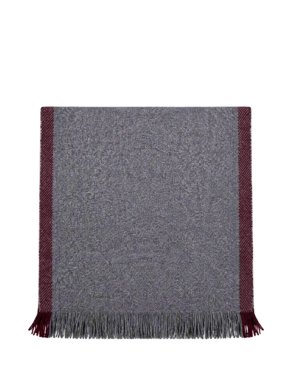Brunello Cucinelli fringed contrast-trim scarf Grijs