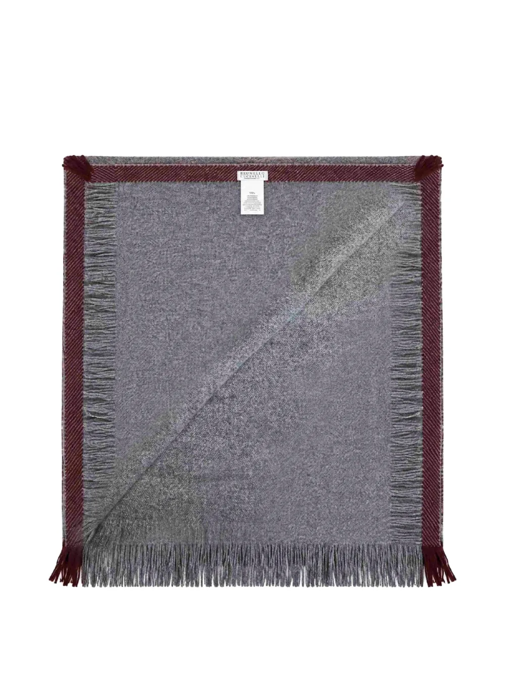 Brunello Cucinelli fringed contrast-trim scarf - Grigio