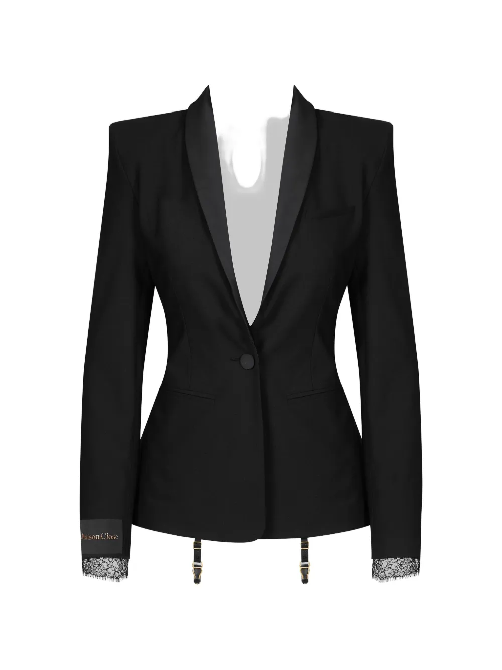 SCANDALE lace-trim shawl-lapel jacket - Black