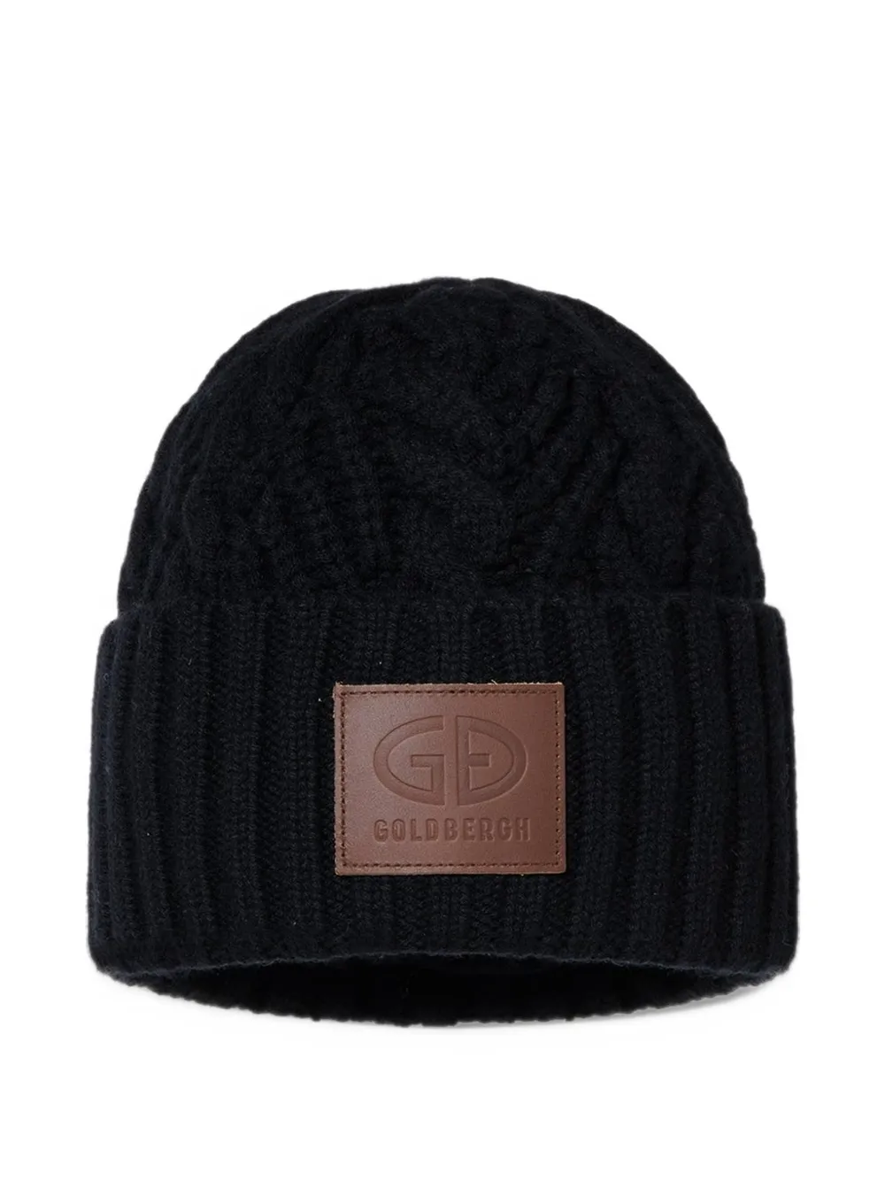 Goldbergh Sayuri kabelgebreide muts met logo-patch Zwart