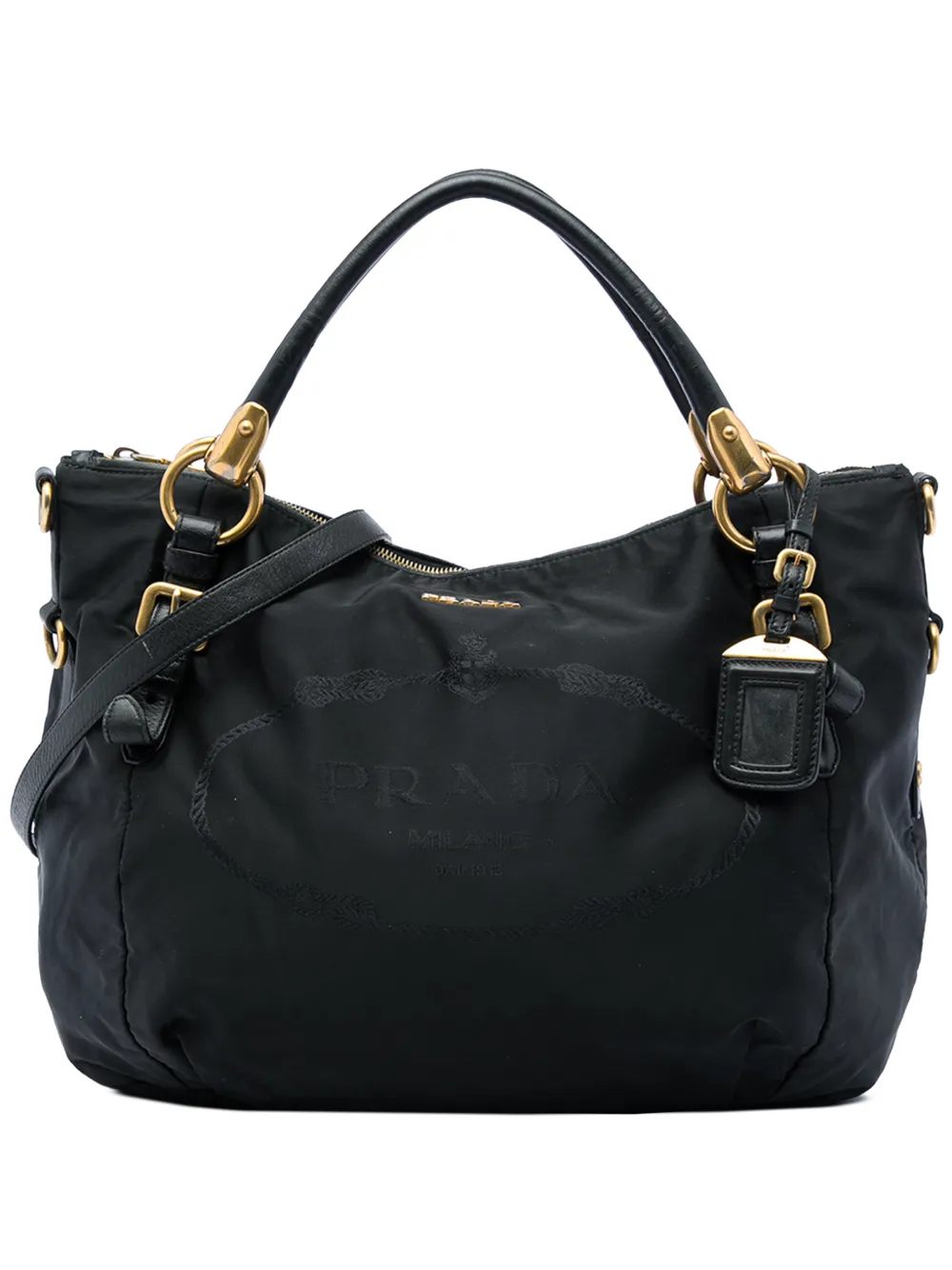 Prada Pre-Owned 2010-2026 Tessuto Canapa Logo satchel - Black