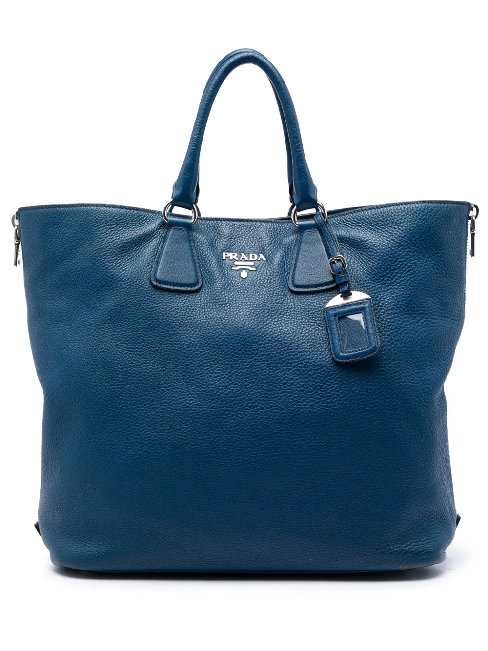 Prada Pre-Owned 2010-2026 Vitello Daino Side Zip Open Convertible Tote satchel - Blue