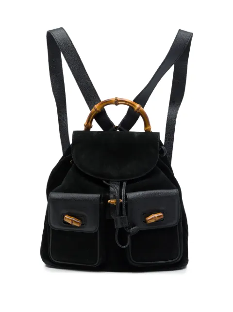 Gucci Pre-Owned 20th Century Large Suede Bamboo Drawstring backpack