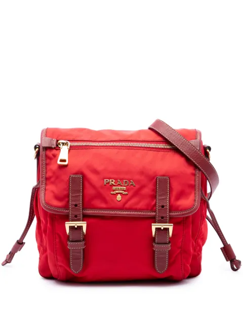 Prada Pre-Owned 2000-2013 Saffiano Trimmed Tessuto Zip Double Buckle Messenger Bag crossbody bag
