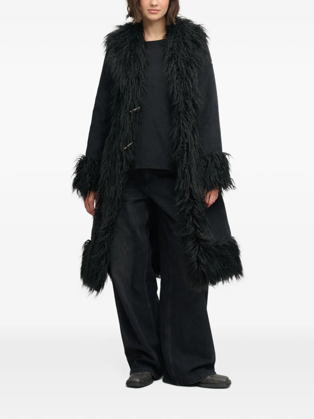 Superdry faux-fur trim coat - Nero